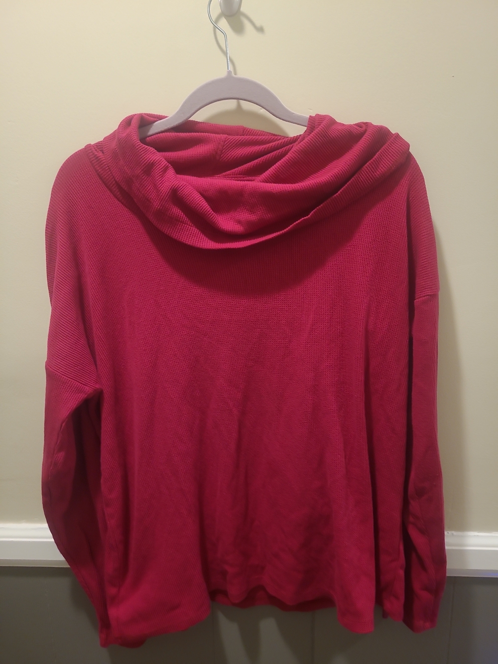 Michael Kors Womens XL Thermal Cowl Neck Sweater Magenta FLAW